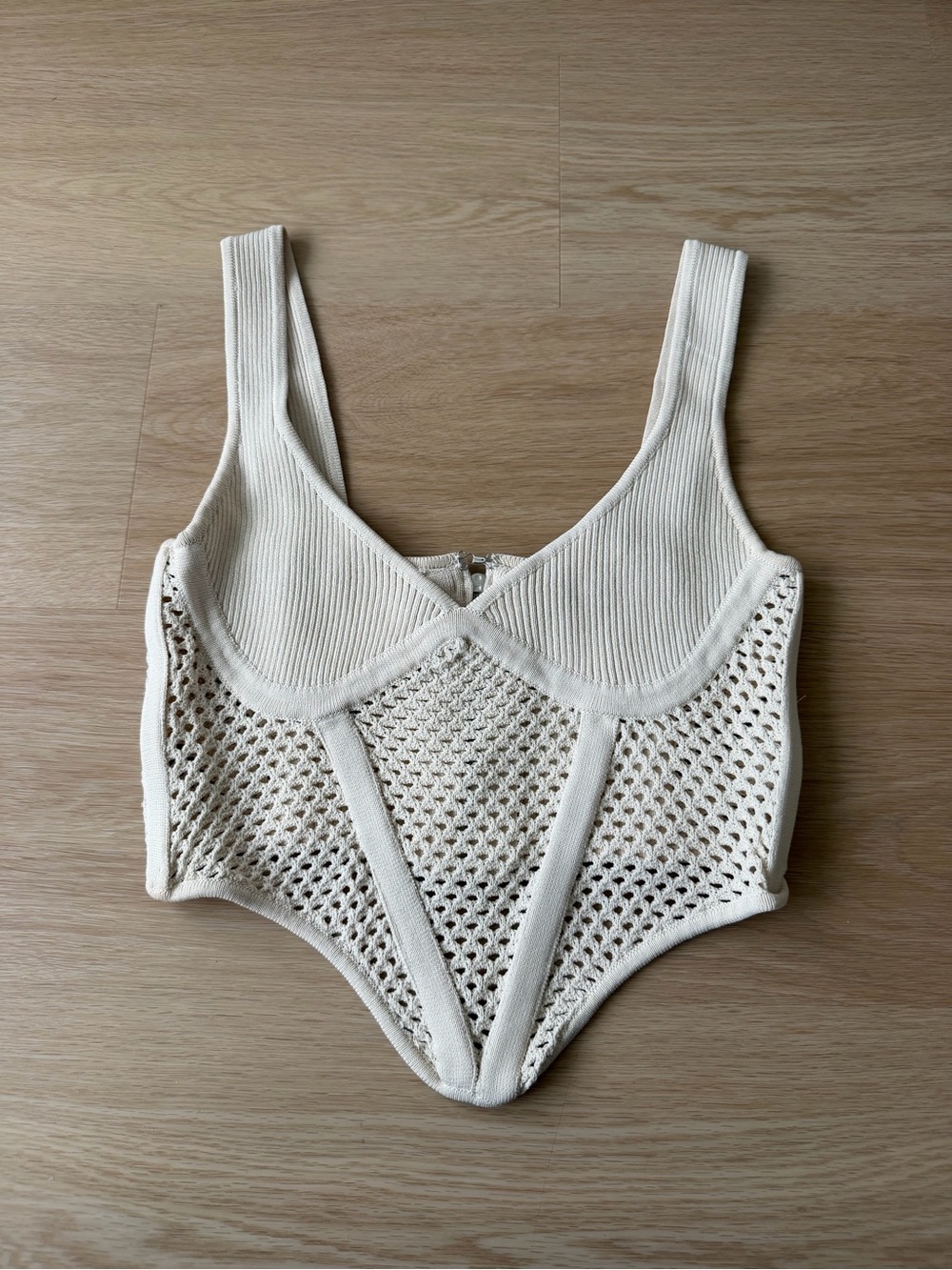 Forever 21 Cream Ribbed Knit Tank